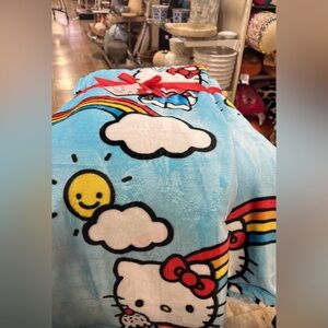 NEW RELEASE HELLO KITTY BLUE RAINBOW ICE CREAM THROW BLANKET